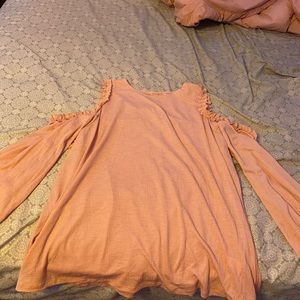 Pink cold shoulder blouse